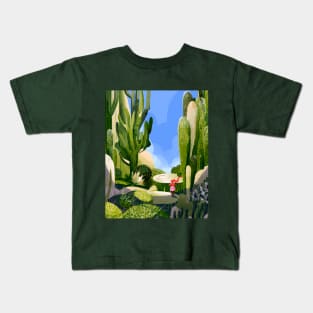 Cactus Garden_YellowGreen Kids T-Shirt